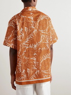 Etro - Convertible-Collar Logo-Embroidered Printed Cotton-Voile Shirt - Orange