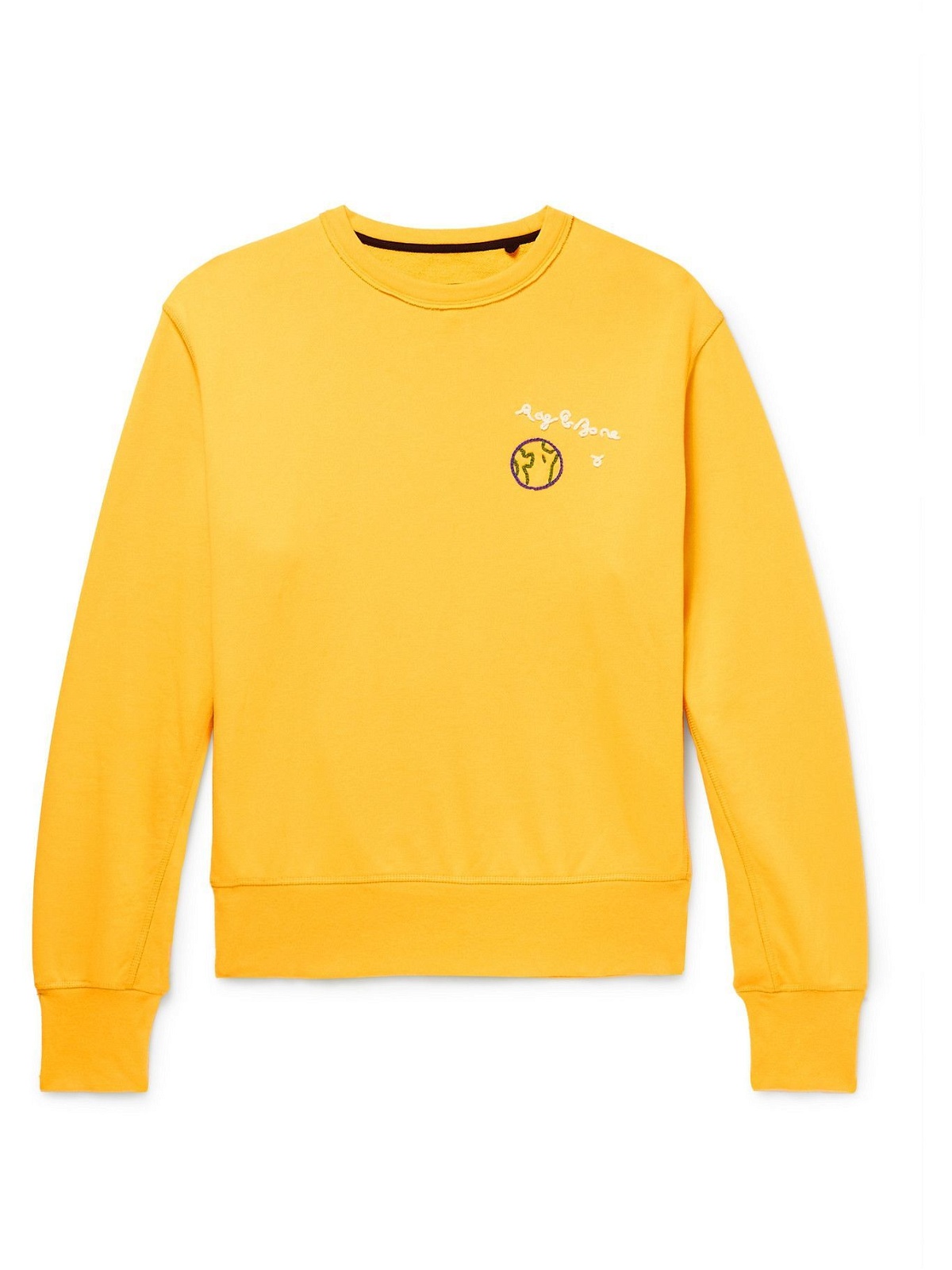 Photo: Rag & Bone - City Logo-Embroidered Organic Cotton-Jersey Sweatshirt - Yellow