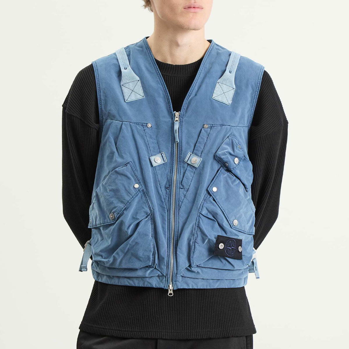 Stone Island Men's David Light Indigo-TC Vest in Indigo Stone Island