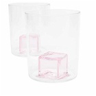 Maison Balzac Pink Ice Goblets - Set of 2 in Clear/Pink 