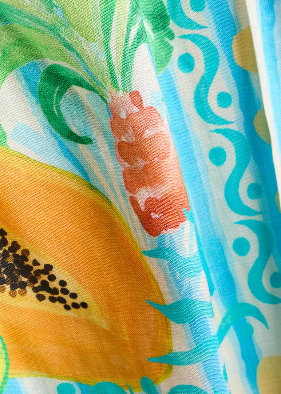 Never Fully Dressed Rio Printed Woven Mini Wrap Skirt Blue