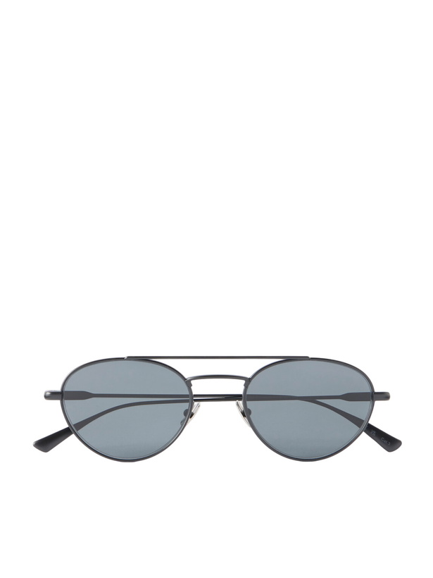 Photo: SAINT LAURENT - Double-Bridge Round-Frame Metal Sunglasses - Black