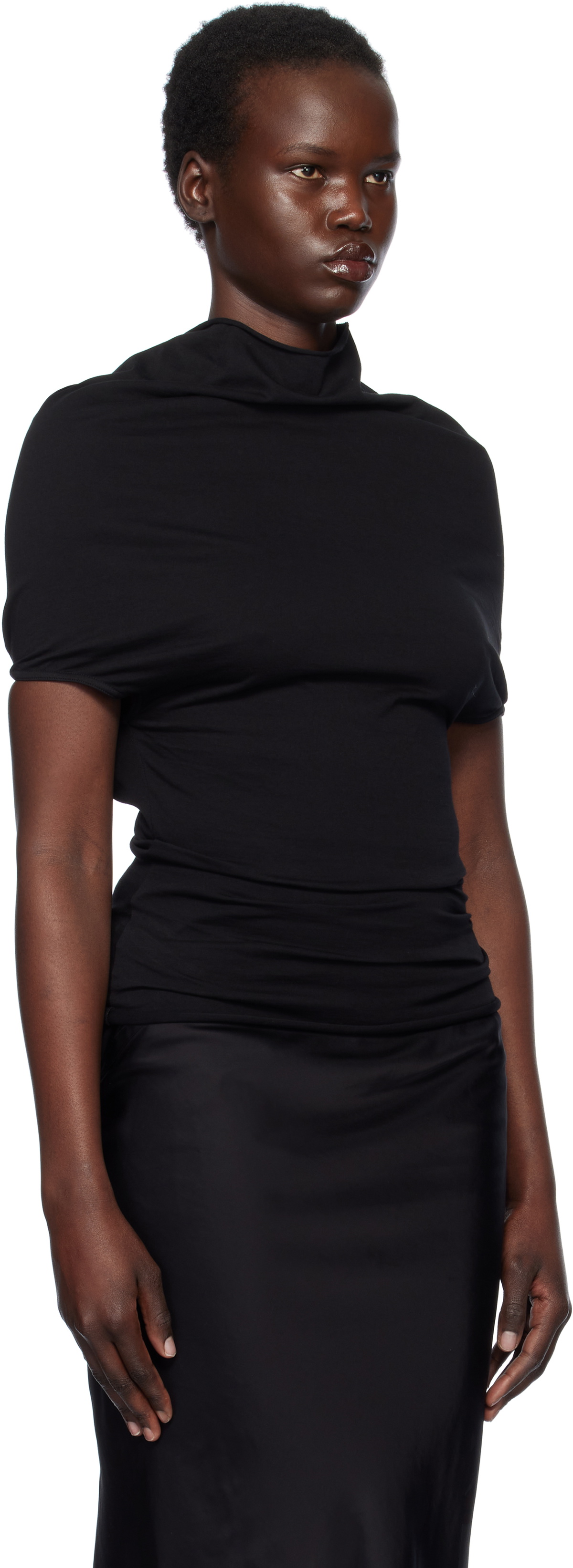 Rick Owens Black Hollywood Jersey Shroud T-shirt Rick Owens