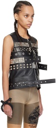 Junya Watanabe Black Studded Faux-Leather Vest
