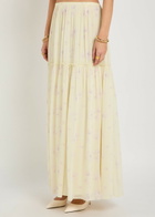 Loveshackfancy Positano Floral-print Georgette Maxi Skirt Yellow