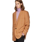 Tibi SSENSE Exclusive Orange Check Wool Long Blazer