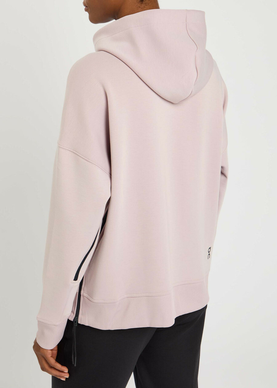 ON Logo Stretch-jersey Hooded Sweatshirt Mauve