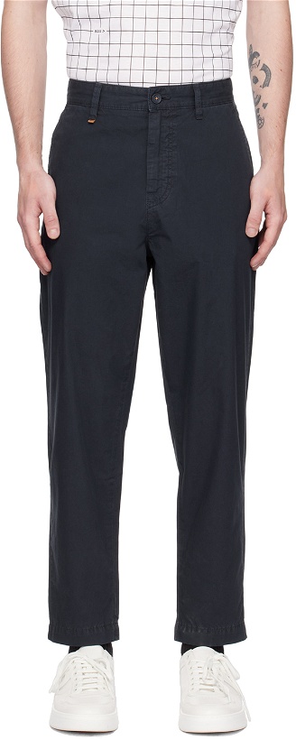 Photo: BOSS Navy Relaxed-Fit Trousers