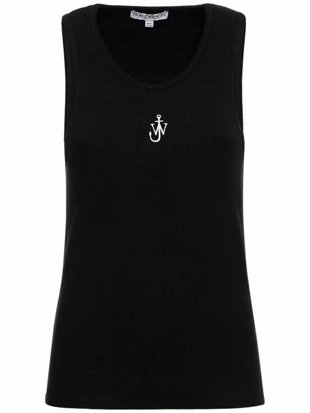 Photo: JW ANDERSON - Logo Embroidered Ribbed Jersey Top