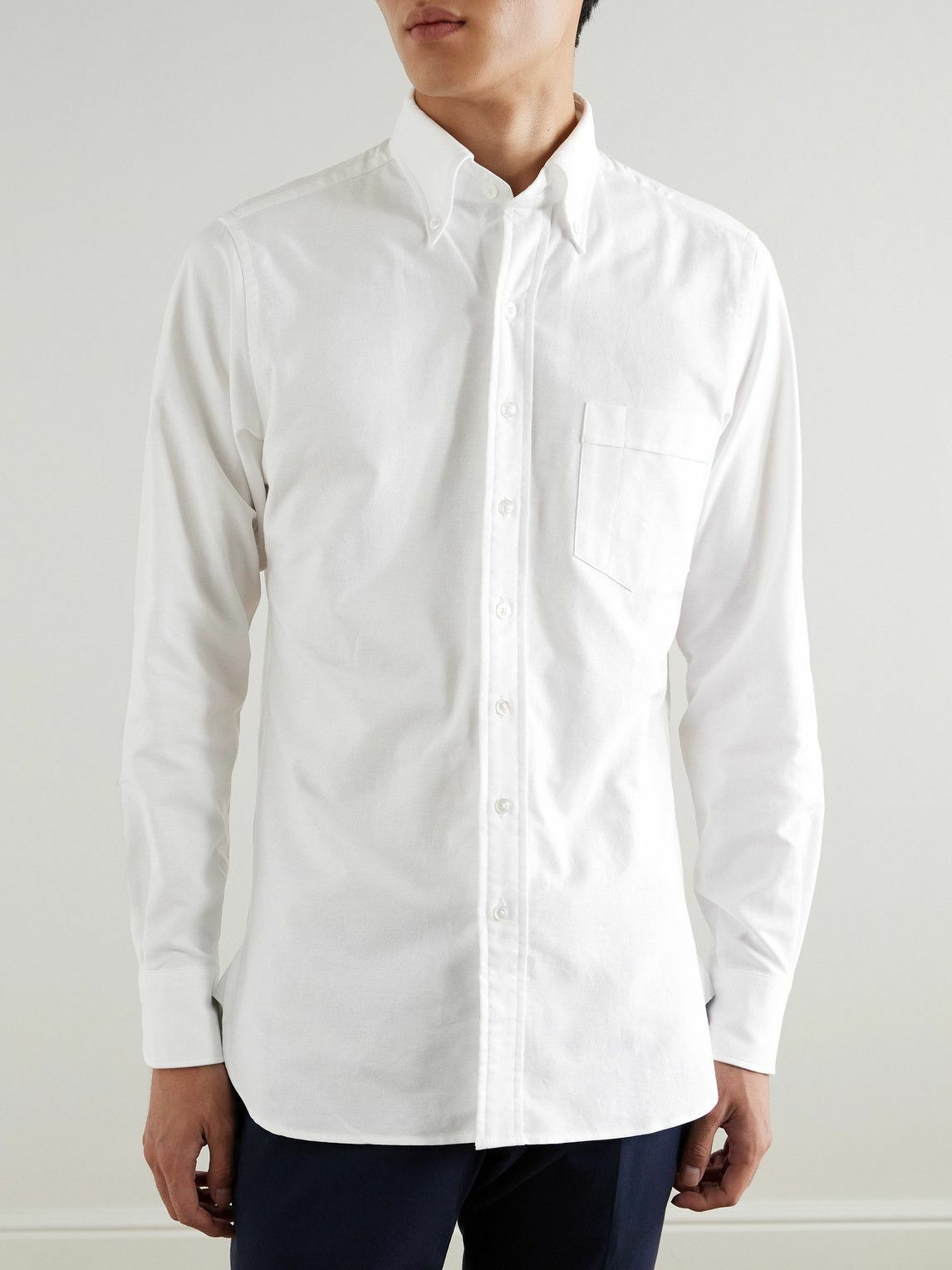 Kingsman - Slim-Fit Button-Down Collar Cotton Oxford Shirt - White