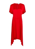 Stella Mccartney Envers V-neck Satin Midi Dress Red