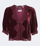 Rixo Ursula lace-trimmed velvet top