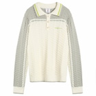 Casablanca Men's Tennis Boucle Long Sleeve Polo Shirt in White