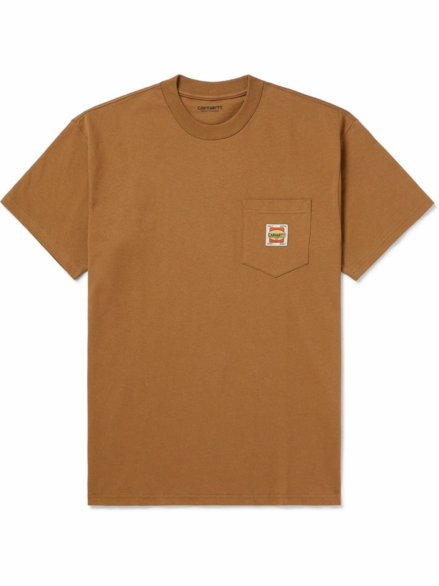 Photo: Carhartt WIP - Logo-Appliquéd Organic Cotton-Jersey T-Shirt - Brown