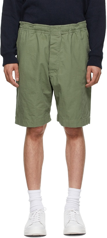 Photo: MHL by Margaret Howell Green Compact Cotton Drill Pull-Up Shorts