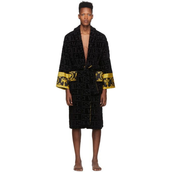 Photo: Versace Black Logo Barocco Robe