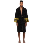 Versace Black Logo Barocco Robe