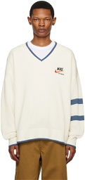 Nike White Embroidered Sweater