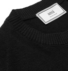 AMI - Logo-Appliquéd Merino Wool Sweater - Black