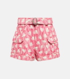 Alessandra Rich Heart-print high-rise denim shorts