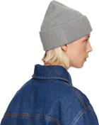 AMI Paris Gray Alpaca Striped Ami De Coeur Beanie