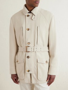 Brunello Cucinelli - Belted Leather Jacket - Neutrals