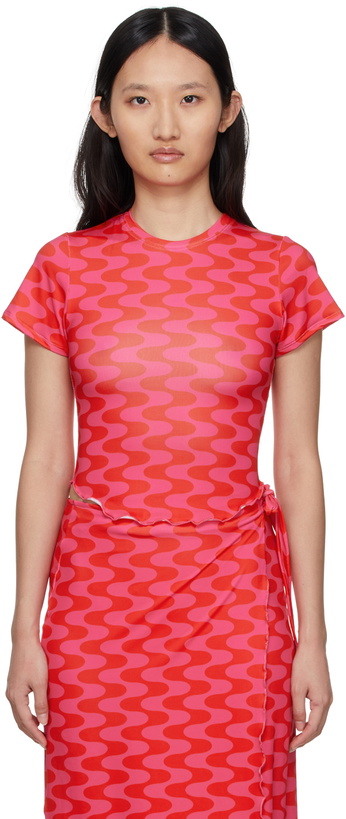 Photo: FENSI SSENSE Exclusive Pink & Red Waves T-Shirt