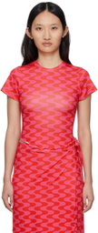 FENSI SSENSE Exclusive Pink & Red Waves T-Shirt