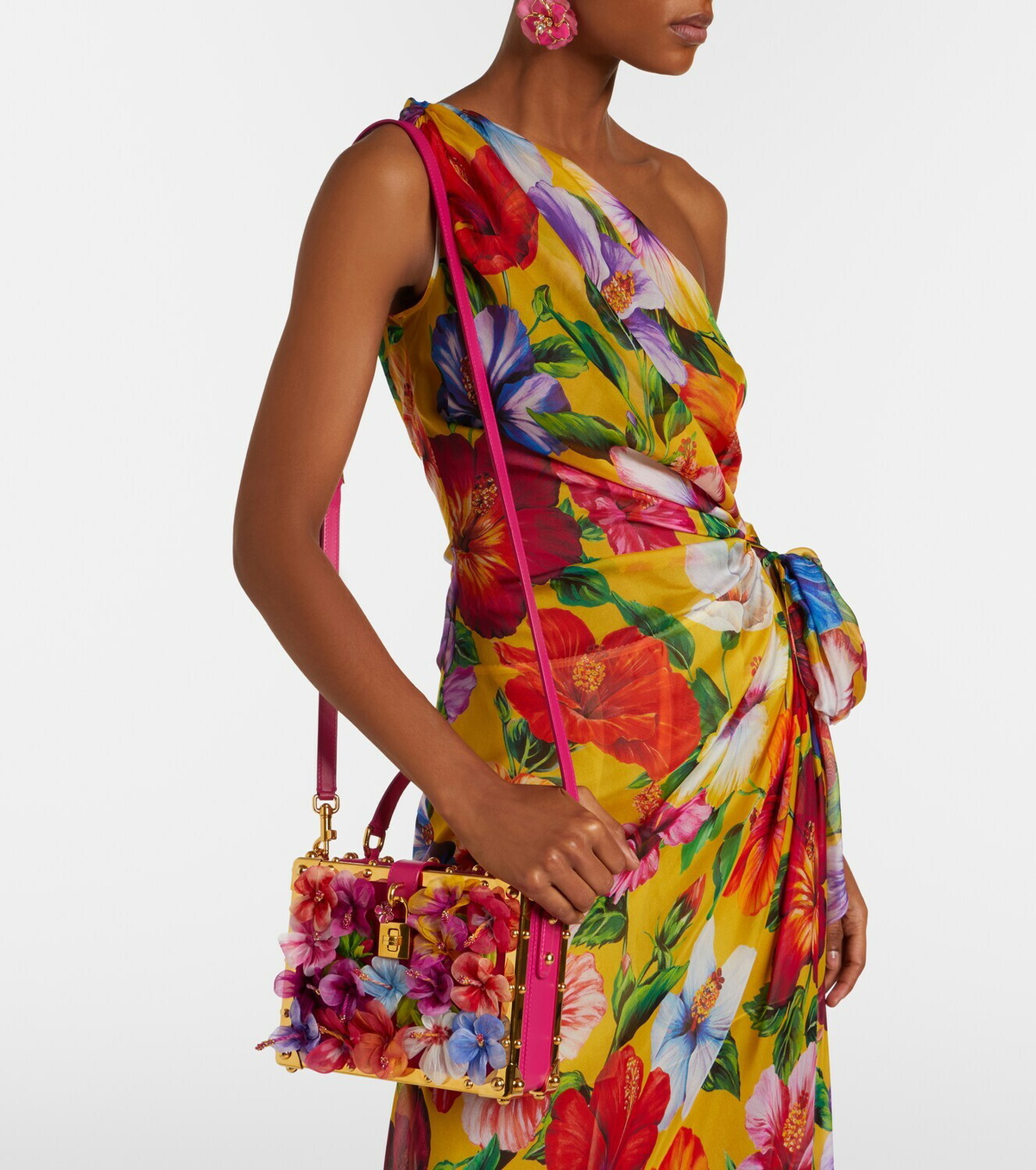 Dolce&Gabbana Dolce Box floral-appliqué leather box bag
