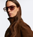 Brunello Cucinelli Sartorial Sunset rectangular sunglasses