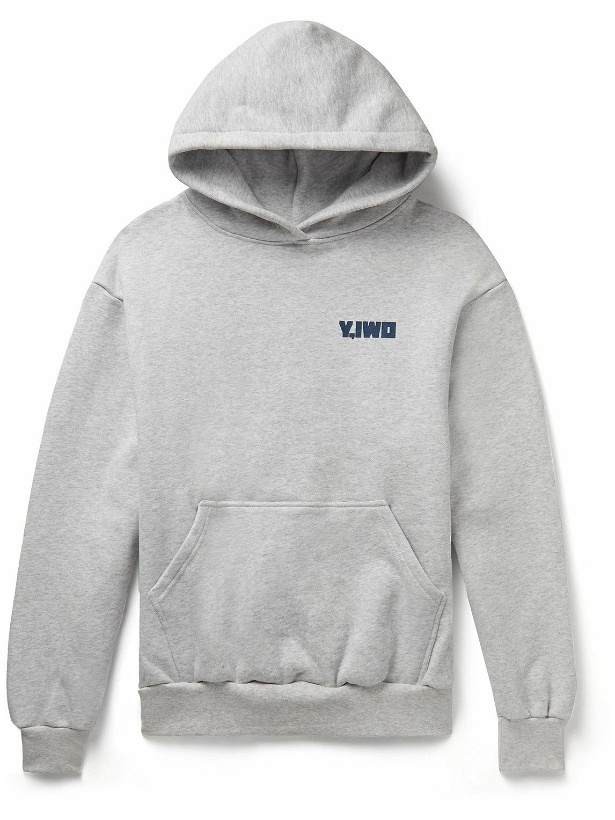 Photo: Y,IWO - Logo-Print Cotton-Jersey Hoodie - Gray
