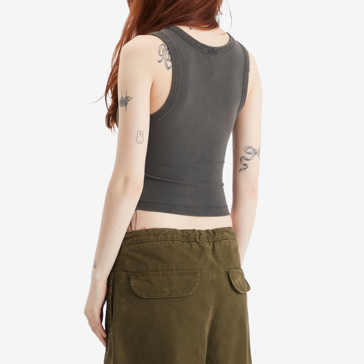 Entire Studios Women's Cropped Tank Top in Washed Black