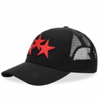 AMIRI 3 Star Trucker Hat in Black/Red