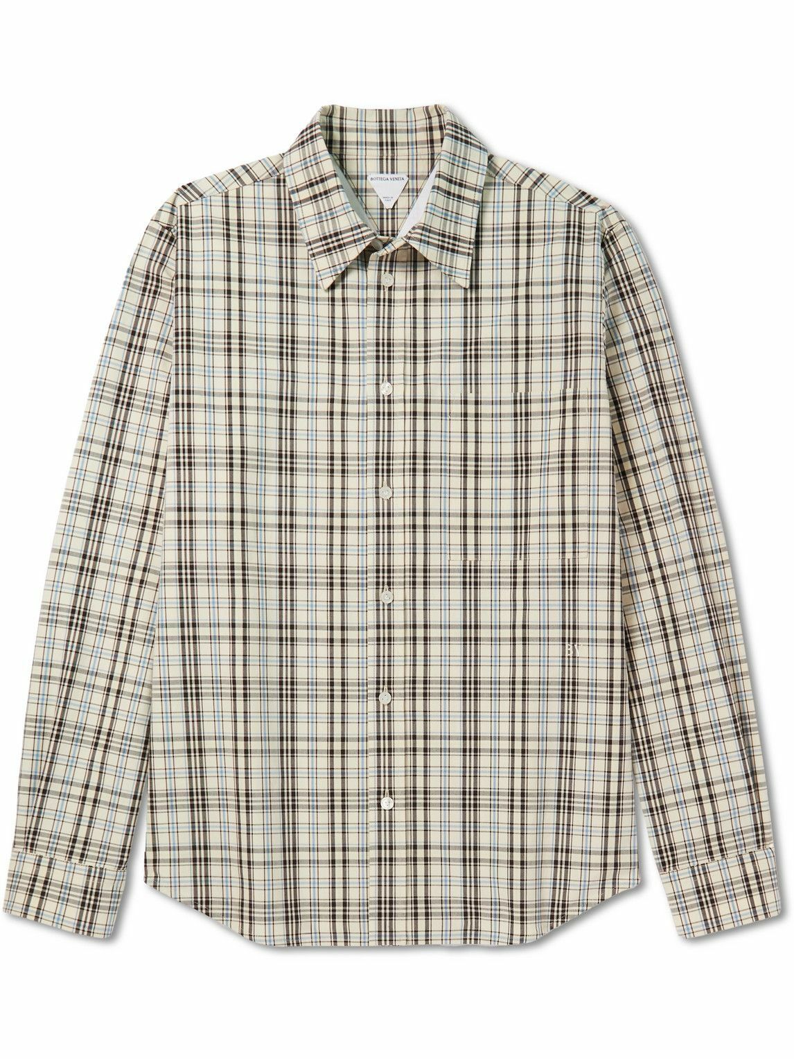 Bottega Veneta - Logo-Embroidered Checked Cotton Oxford Shirt
