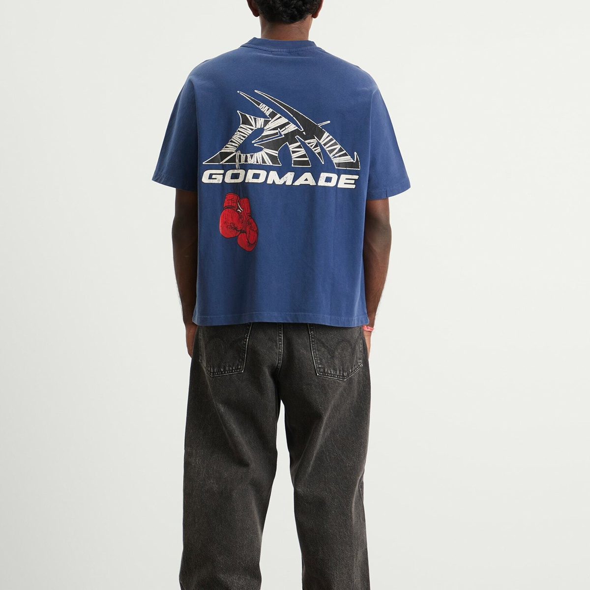 God Made Men's GM Logo Wrapped T-Shirt in Washed Blue