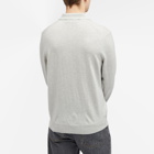 Maison Kitsuné Men's Bold Fox Head Patch Knitted Polo Shirt in Light Grey Melange
