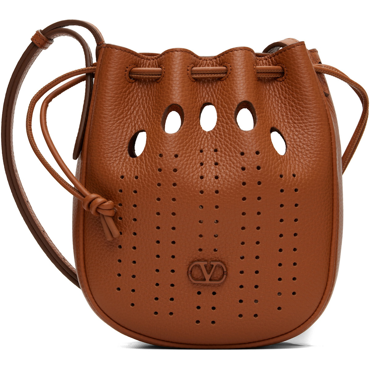 Valentino Garavani Brown Medium Drawstring VLogo Signature Bag