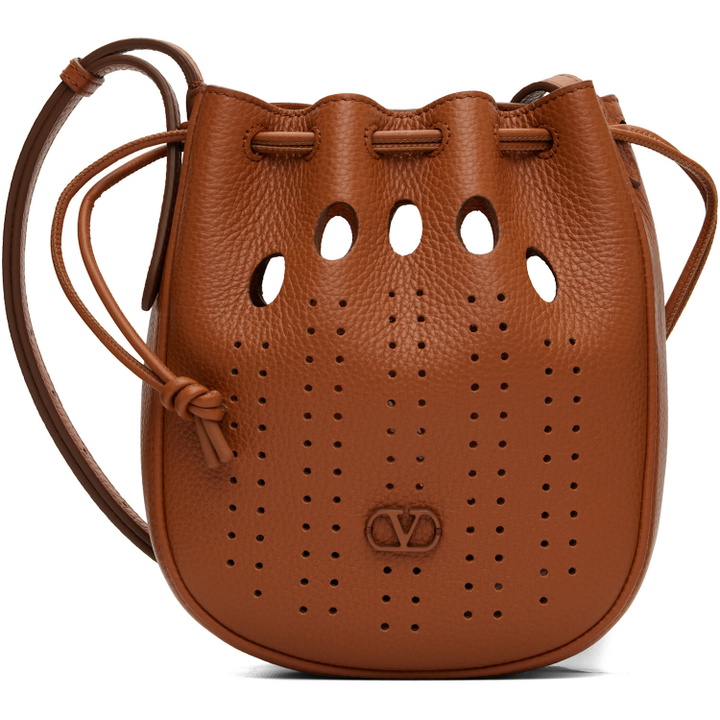 Photo: Valentino Garavani Brown Medium Drawstring VLogo Signature Bag