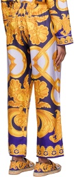 Versace Underwear Blue & Yellow Barocco 660 Pyjama Pants