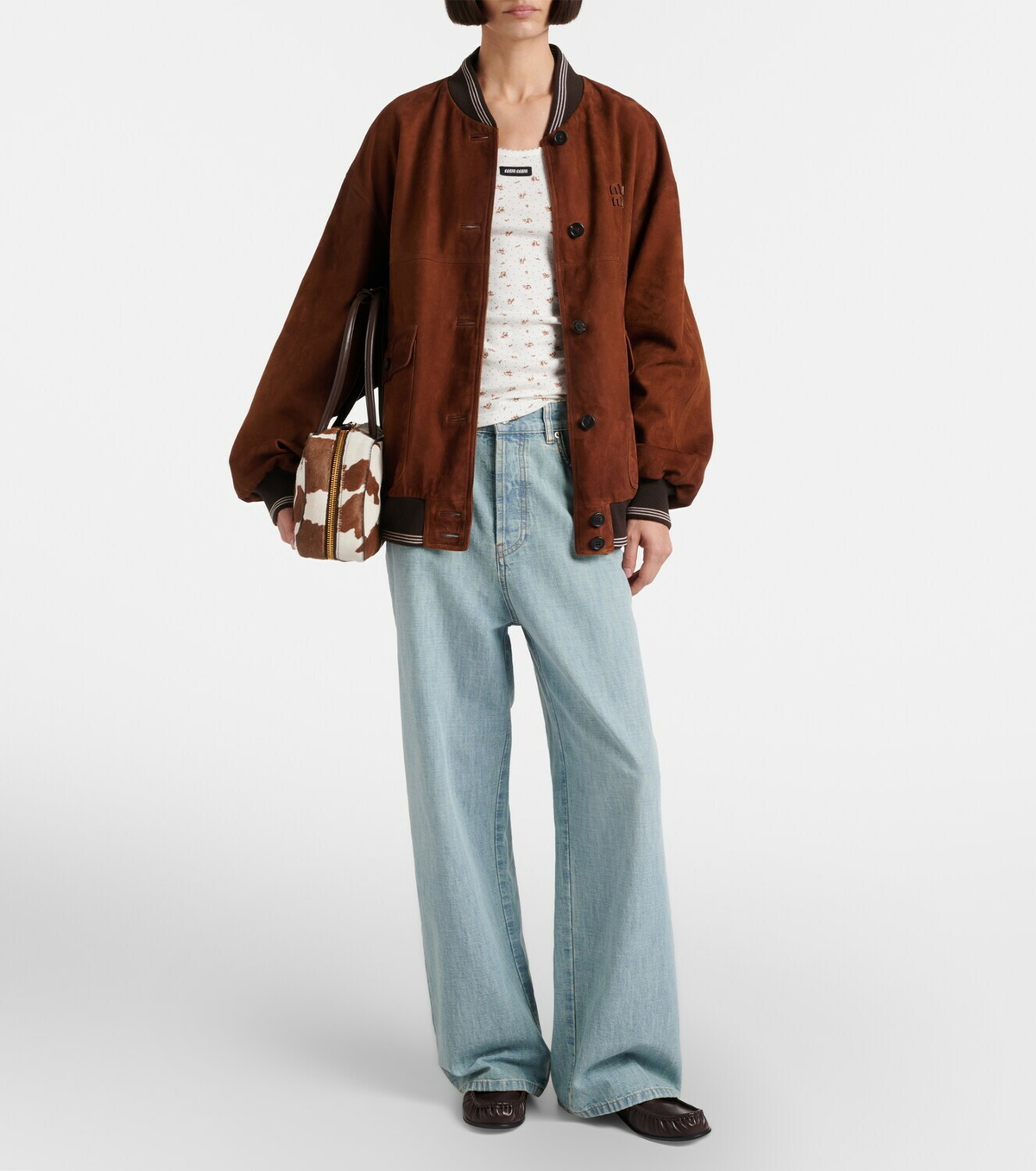 Miu Miu Floral cotton jersey tank top