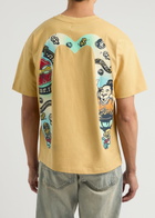 Evisu Godhead Daicock Printed Cotton T-shirt Beige