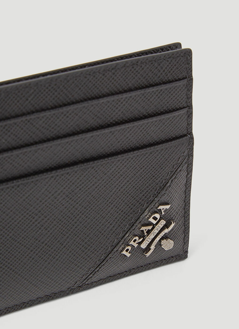 Prada Saffiano Leather Card Holder, Men, Black