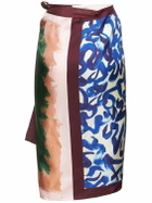 DRIES VAN NOTEN Scarfy Printed Silk Midi Skirt