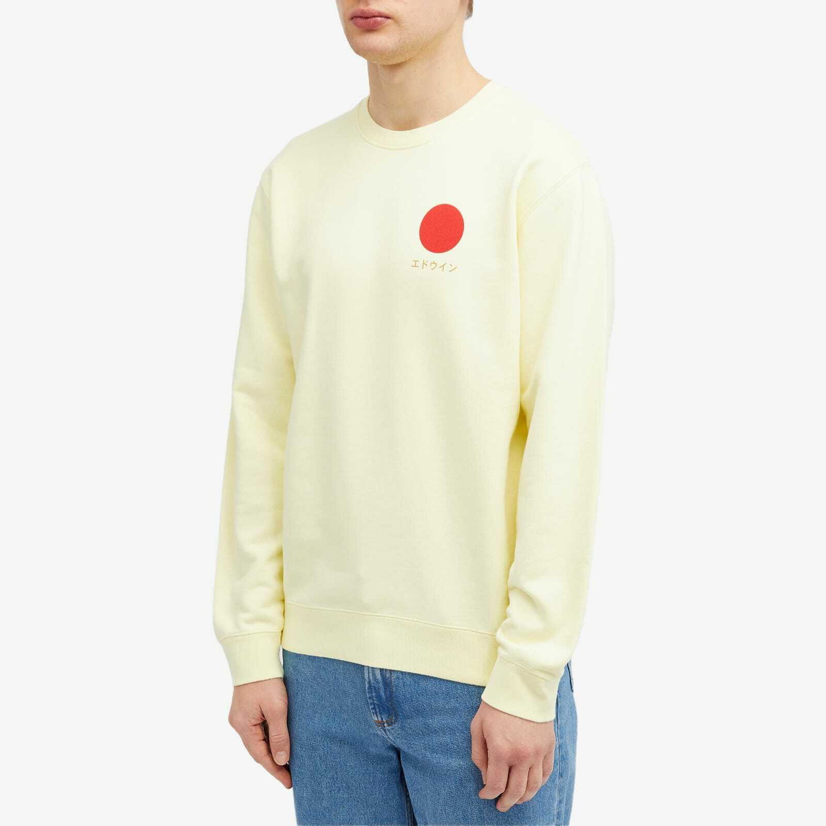 Edwin Men's Japanese Sun Crew Sweater in Tender Yellow
