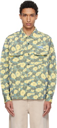 Marni Green & Yellow Linen Blend Blurry Floral Print Shirt