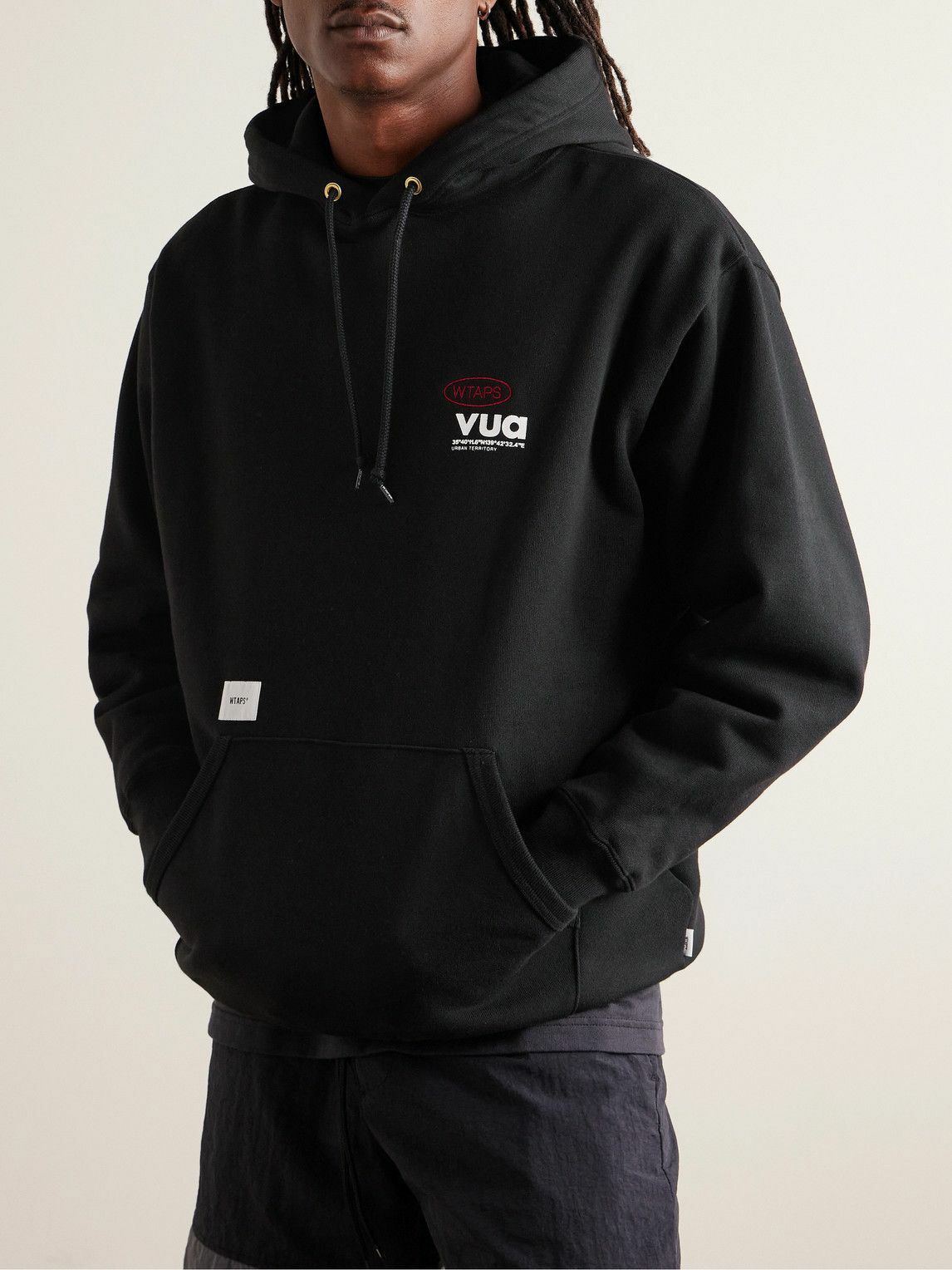 WTAPS - Logo-Embroidered Printed Cotton-Jersey Hoodie - Black WTAPS