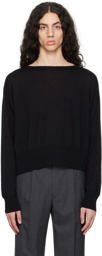 AURALEE Black Boatneck Sweater