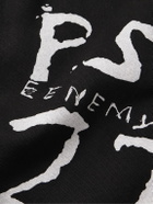 RRR123 - INRI Enemy Straight-Leg Embellished Cotton-Jersey Drawstring Shorts - Black
