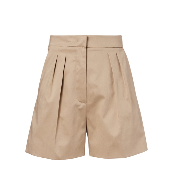 Photo: Max Mara Tabacco pleated cotton-blend shorts
