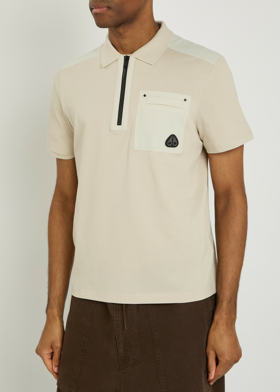 Moose Knuckles Dalon Panelled Piqué Cotton Polo Shirt Cream